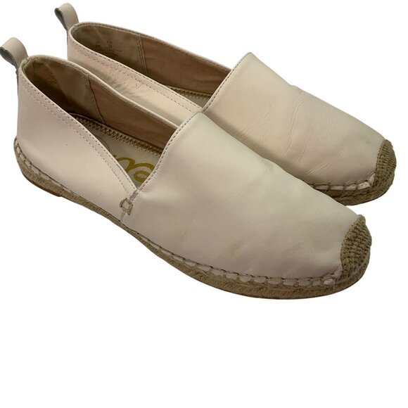 Sam Edelman Women 9 Khloe Cream Leather Espadrille Flat Slip-On Shoes Minimalist - Picture 1 of 13